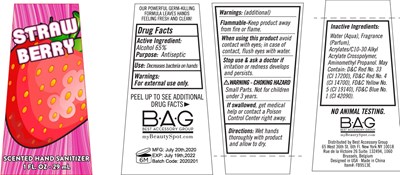 image description - straw berry scented hand sanitizer 29 ml 65vv